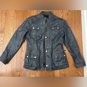 Women’s Sergio Leather Jacket Size 12 Black Utility Moto Style